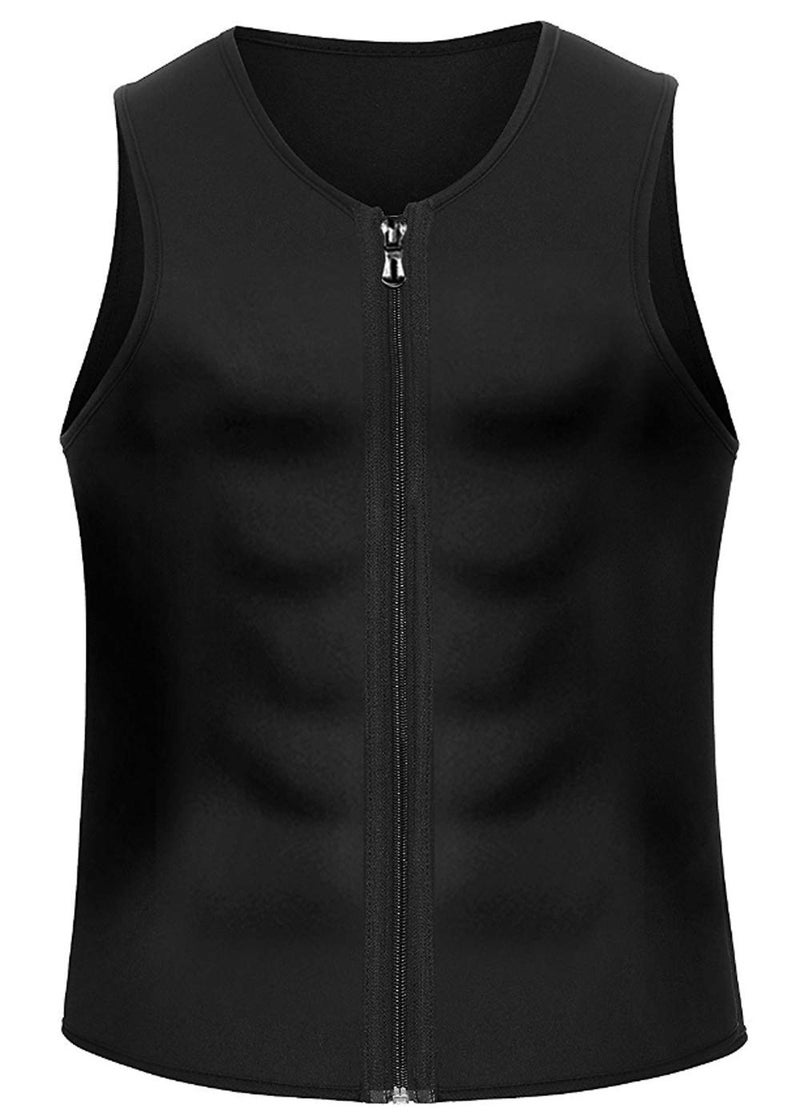CORATED Men Sauna Vest Sweat Waist Trainer Zipper Hot Neoprene Tank Top Corset Compression Body Shaper Sauna Shirt Workout (Blackzip,L) - Image 3